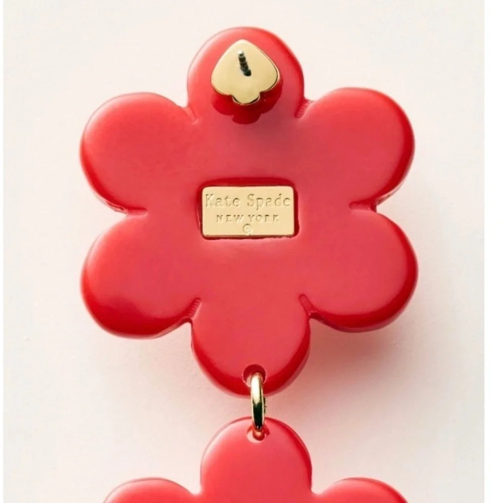 Kate Spade New York × Target Floral Linear Earrings Red New With Box